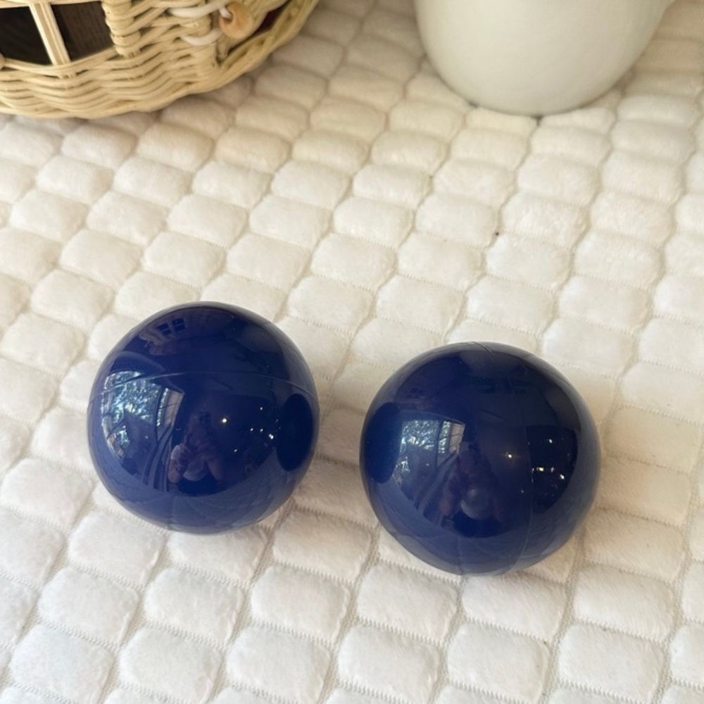Set of Two Blue Decorative Spheres